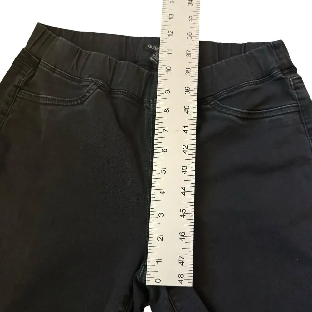 Eileen Fisher Women’s Petite Med Black Mid-Rise Skinny Jeans Stretch Made in USA